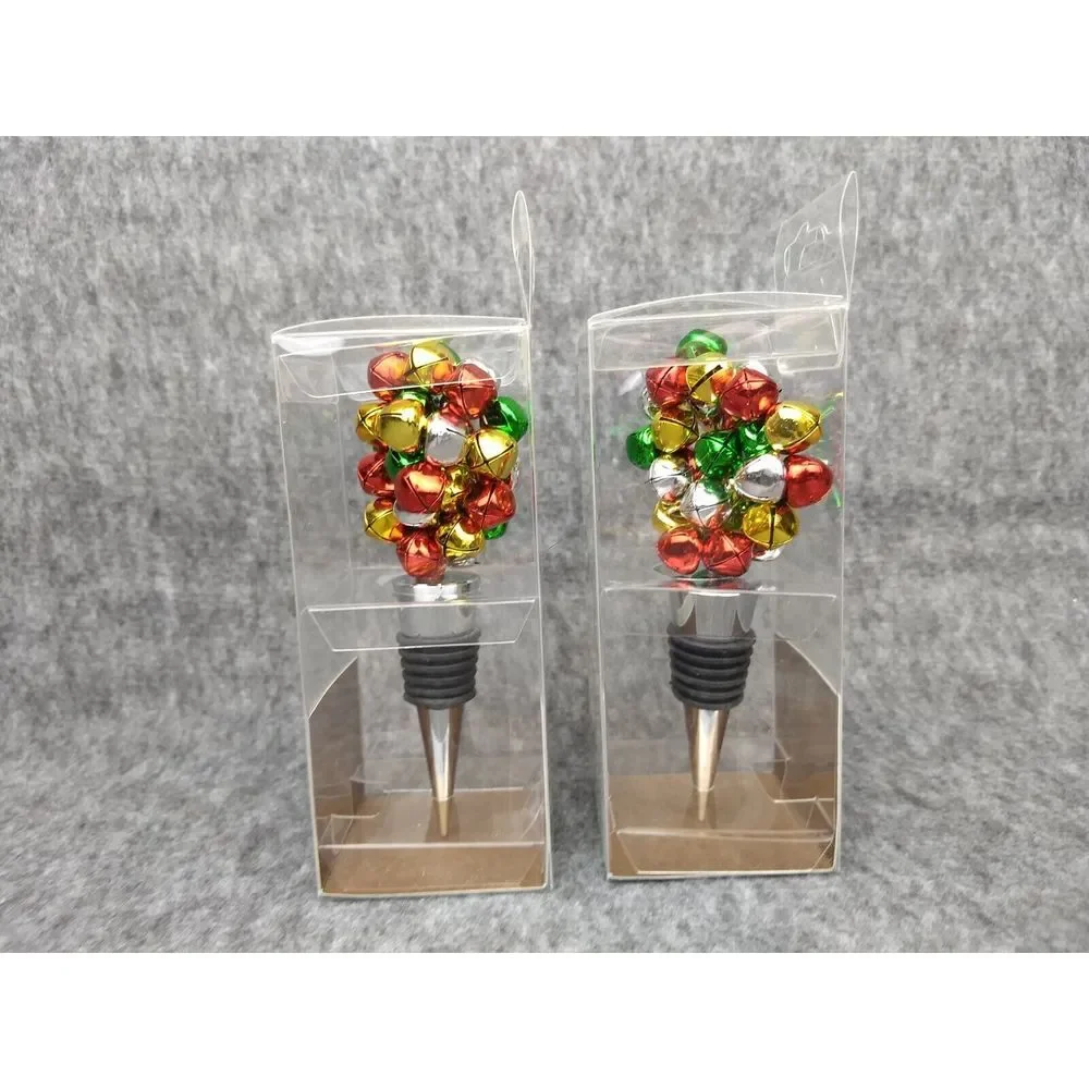 Pier‎ 1 Imports Wine Bottle Stopper Christmas Jingle Bells NEW IN BOX Set of 2